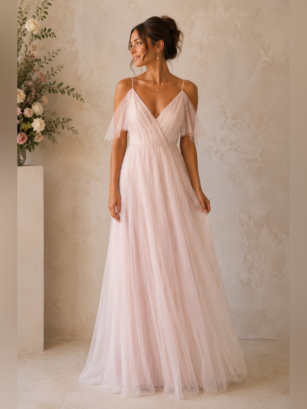FLAWED Anthropologie BHLDN Jenny Yoo Collection Dress in Blush Pink.‎